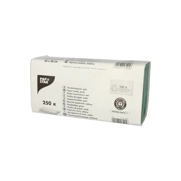 Papstar Papierhandtücher 25 x 23 cm grün, Zickzack-Falz, 1-lagig